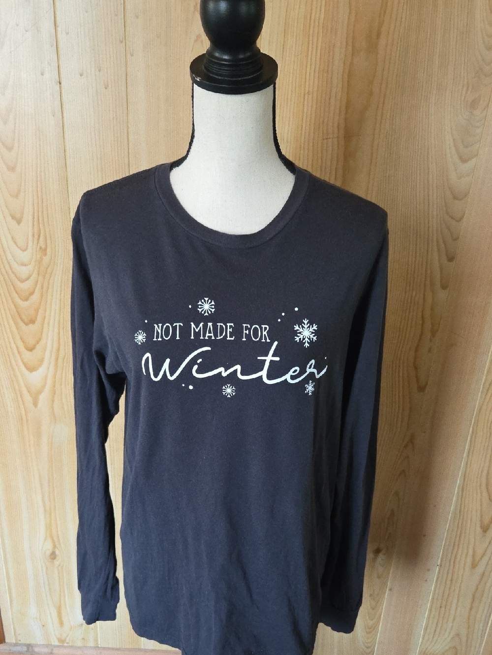 Bella Canvas Dark Gray Long Sleeve 'Not Made for Winter' Graphic Tee